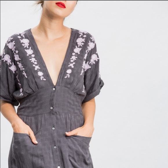 NWT Free People Embroidered Midi Dress size Medium - Picture 4 of 6